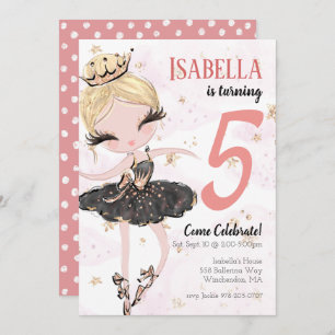 Blonde Ballerina Invitation de fête d'anniversaire