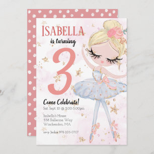Blonde Ballerina Invitation de fête d'anniversaire