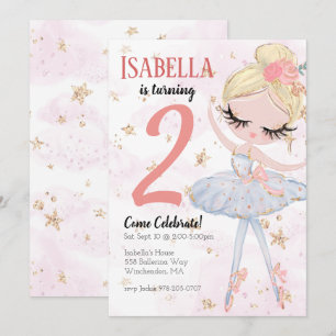 Blonde Ballerina Invitation de fête d'anniversaire