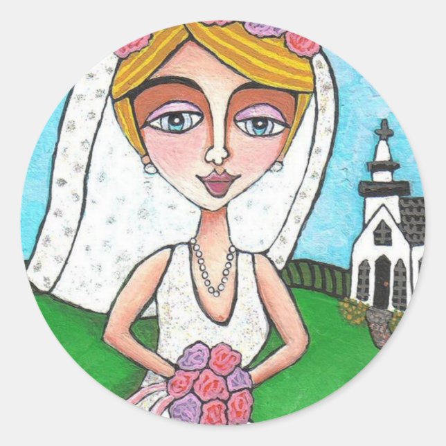 Blonde Bride & Bling - autocollants de mariage (Devant)