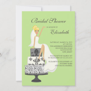 Blonde Bride Bridal Shower Invitation Green Grey
