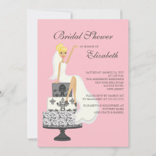 Blonde Bride Bridal Shower Invitation Gris rose