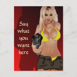 Blonde dangereuse - Carte postale Fatale Femme