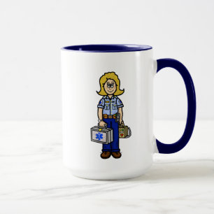Blonde Femme EMS Travailleur Nom personnalisé Mug