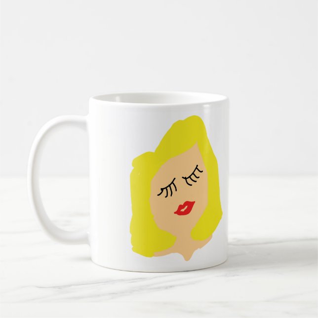 blonde fille dessin animé mug (Gauche)