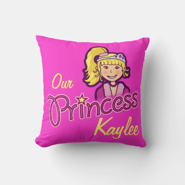 Blonde fille petite star princesse nom coussin (Recto)