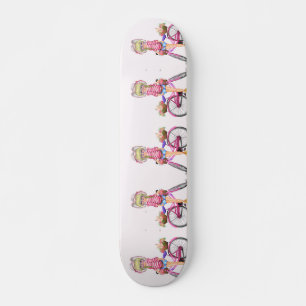 Blonde Girl and Pink Bike Skateboard Gift