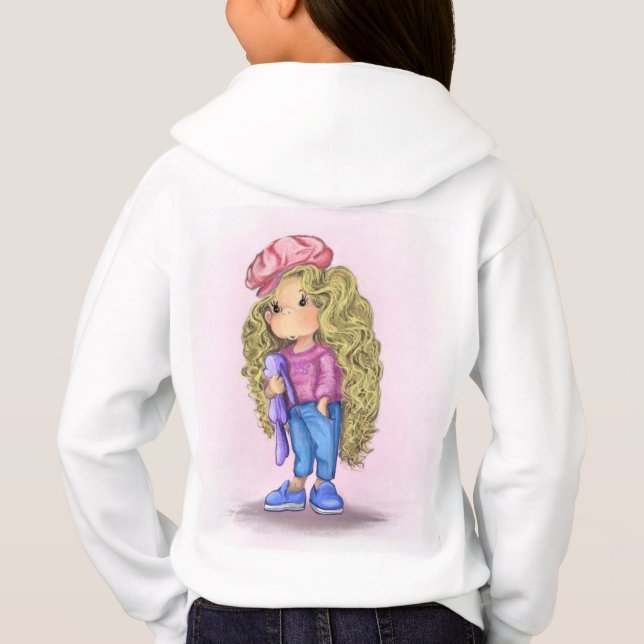 Blonde Girl avec Bunny Toy Sweat - shirt à capuche (Dos)