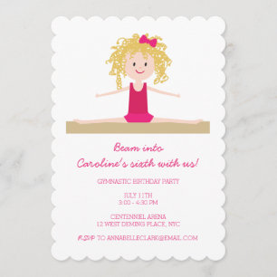 Blonde Gymnaste Invitation d'anniversaire