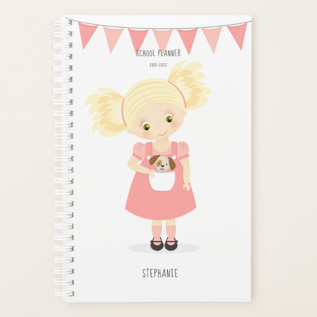 Blonde mignonne Anniversaire fille et chiot (Devant)
