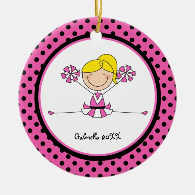 Blonde mignonne Haired Pom-pom girl Ornement de No (Devant)