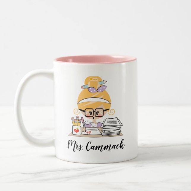 Blonde personnalisée de tasse de professeur (Gauche)