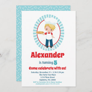Blonde Pizza Party Boys Anniversday Invitation