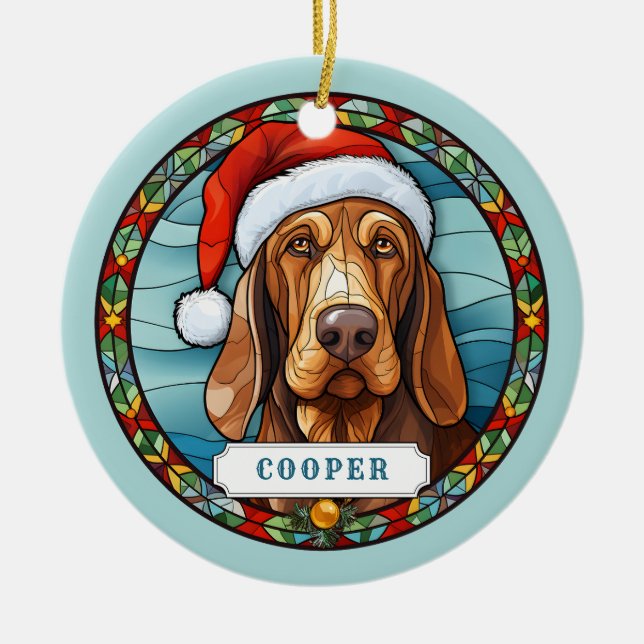 Bloodhound Chien Ceramic Cercle Ornement (Devant)