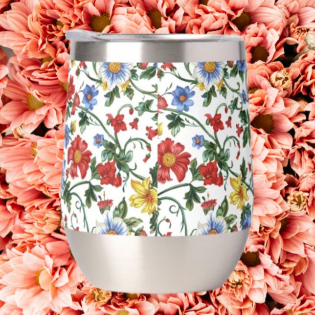 Bloom Boldly | Floral Stemless Wine Tumbler (Créateur téléchargé)