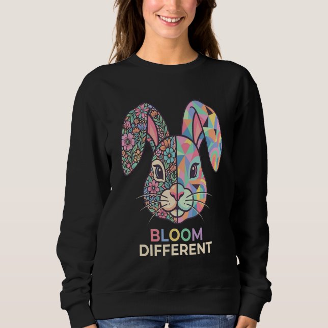 Bloom Different Floral Geometric Bunny Sweatshirt (Devant)