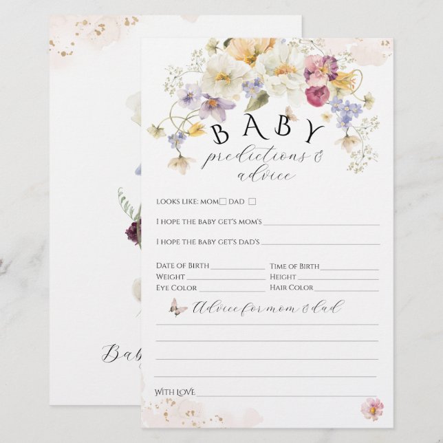 Bloom Fleur sauvage Russe Baby shower jeu (Devant / Derrière)