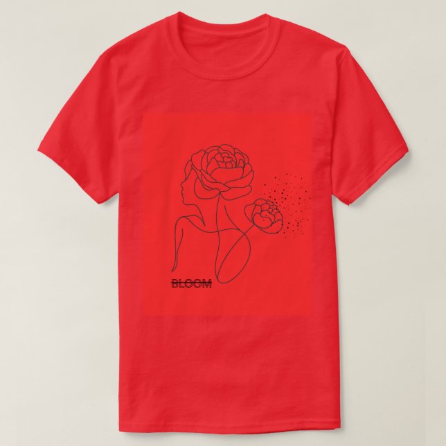 Bloom in Red – Artistic Floral Girl T-Shirt in Cl (Design devant)