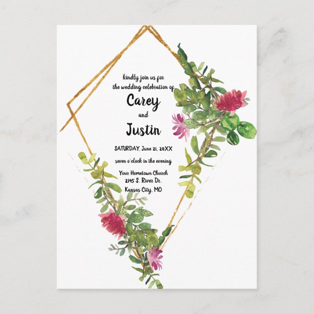 Blooming Desert Mariage Succulent Inviter Carte Po (Devant)