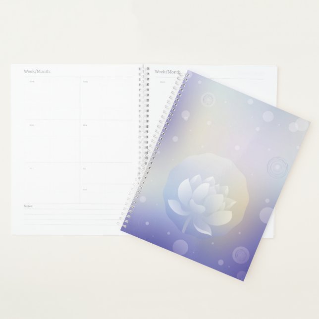 Blooming Lotus Hardcover Daily Planner (Devant avec enveloppe)