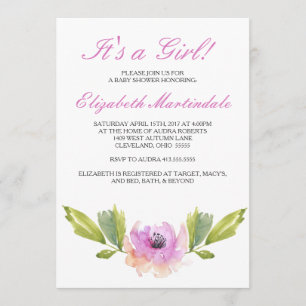 Blooms broyés  Baby shower d'aquarelle Invitation