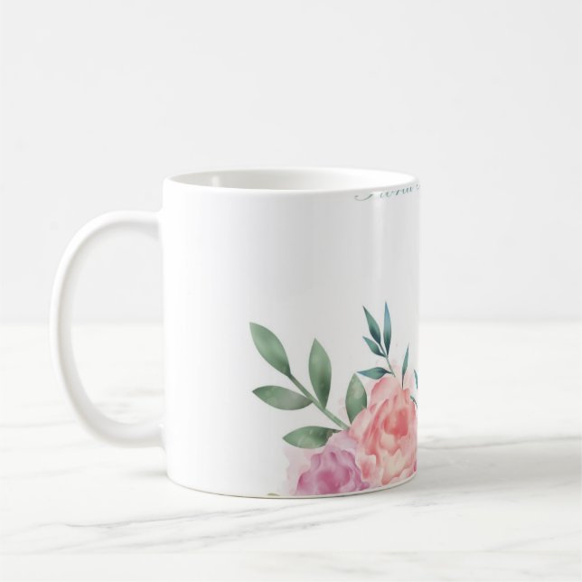 "Blooms dans une coupe : Mug d'élégance florale" (Gauche)