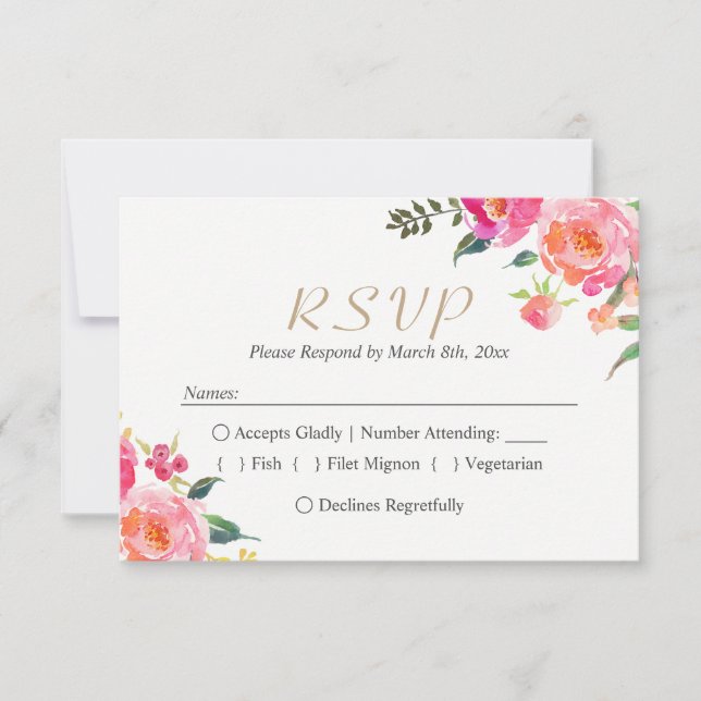 BLOOMS PEINTS Mariage botanique floral RSVP (Devant)