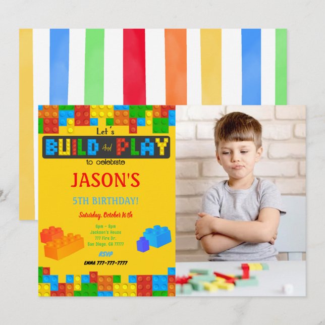 Bloquer Invitation Photo Anniversaire (Devant / Derrière)