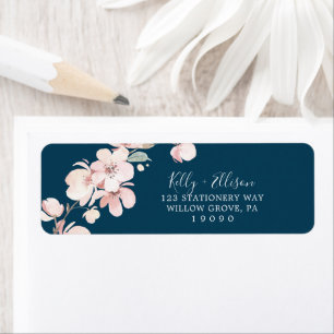 Blossom des cerisiers du printemps   Étiquette d'a