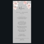 Blossom des cerisiers du printemps | Menu Dîner Ma<br><div class="desc">Cette carte de menu mariage gris cerisier de printemps est parfaite pour un mariage moderne. Le design oriental floral présente une branche de cerisier couleur rose vif blanc et des feuilles verts au style japonais élégant. Ce menu peut être utilisé pour une réception de mariage, un dîner de répétition ou...</div>