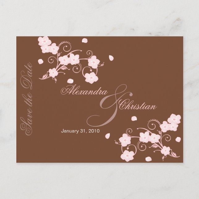 Blossom rose Enregistrer le Faire-part Mariage dat (Devant)