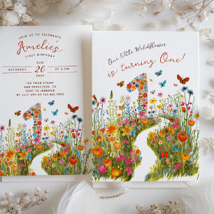Blossoming One : Floral First Birthday Invitation