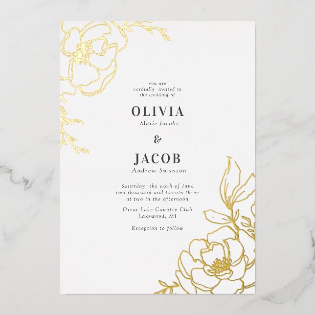 Blossoms Floral Mariage Design Invitation (Recto)
