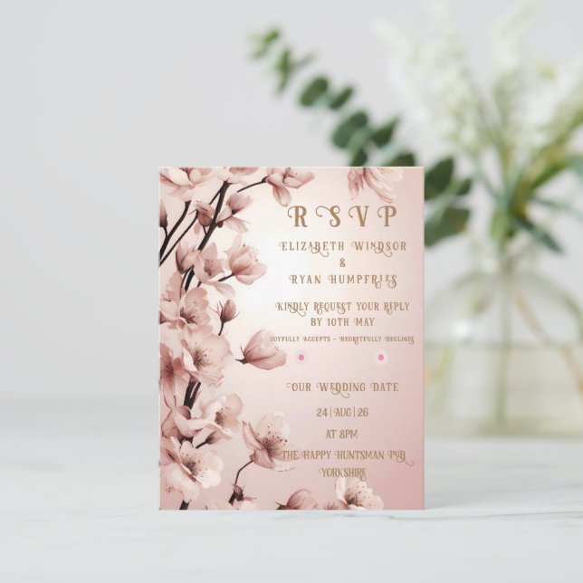 Blossoms of Love" Collection Faire-part de mariage (Debout devant)