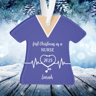 Blouse de Noël bleue pour infirmière personnalisée