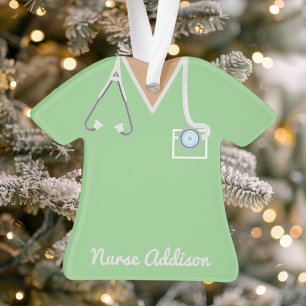 Blouse de travail verte menthe personnalisée pour