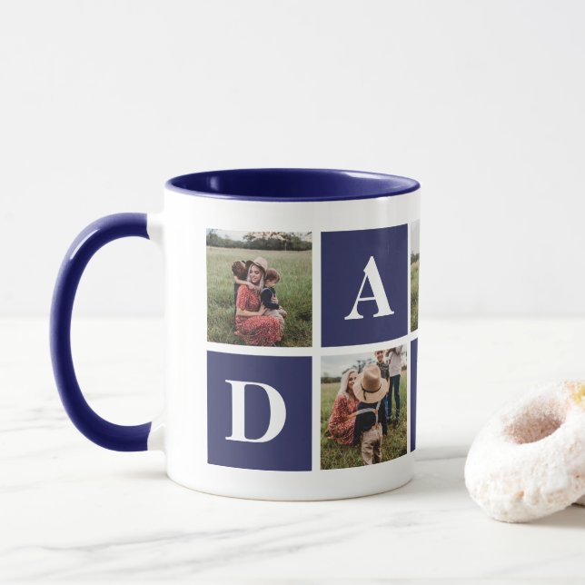 Blue 5 Photo Collage Daddy Mug (Avec donut)