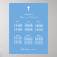 Blue 6 Table Christening Seating Chart Poster