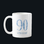 Blue 90th Birthday Party Favor Mug 3 Photo<br><div class="desc">Blue 90th Birthday Party Favor Mug 3 Photo</div>