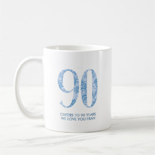 Blue 90th Birthday Party Favor Mug 3 Photo