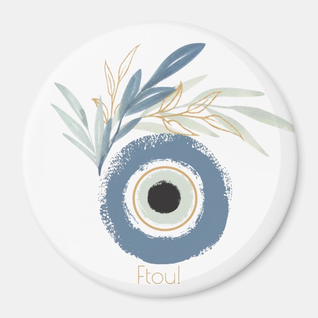 Blue abstract evil eye with leaves magnet (Devant)