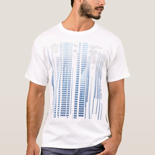 Blue Abstract Geometric T-Shirt - Modern Graphic  (Devant)