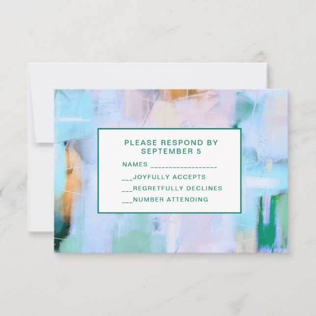 Blue Abstract RSVP Card Boho Colorful (Devant)