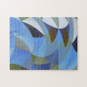 Blue Abstrait Art Geo Shapes Puzzle