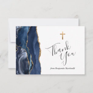 Blue Agate Gold First Communion Merci