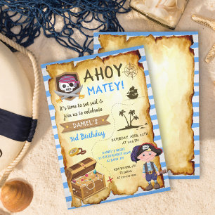 Blue Ahoy Carte des trésors Garçons Pirate Anniver