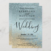 Blue and Gold Glitter Invitation