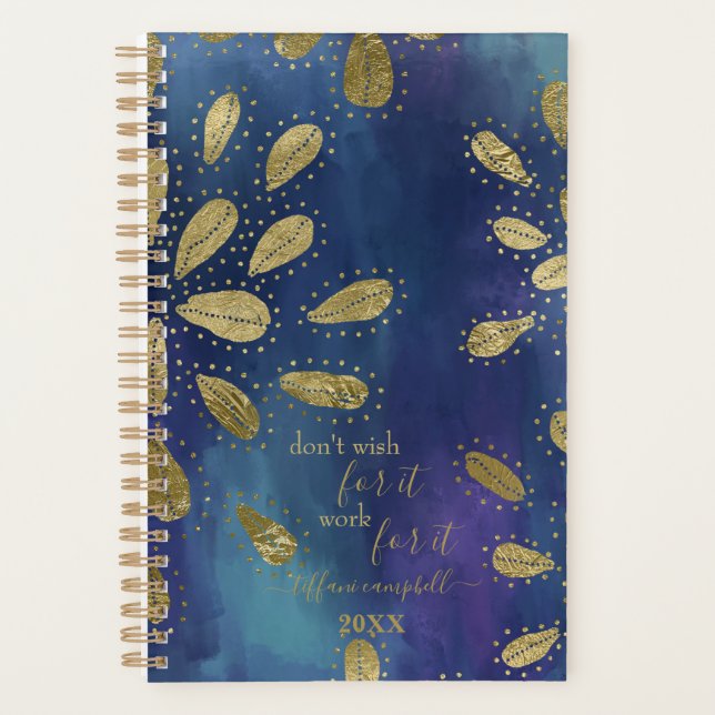 Blue and Gold with Motivational Quote Planner (Devant)