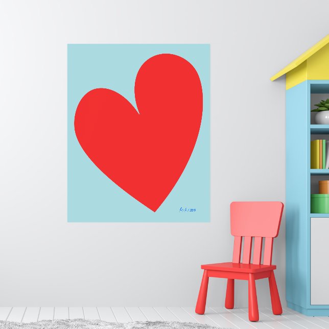 Blue and Red Heart Boy's Room Poster (Pépinière 1)