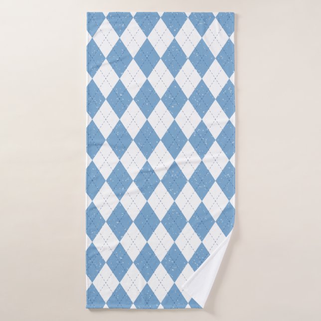 Blue and White Argyle Diamond Geometric Pattern (Serviette de bain)